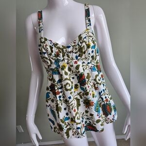 🌈French Connection Paisley Floral Colorful Spagetti Strap Tank Top Size 6